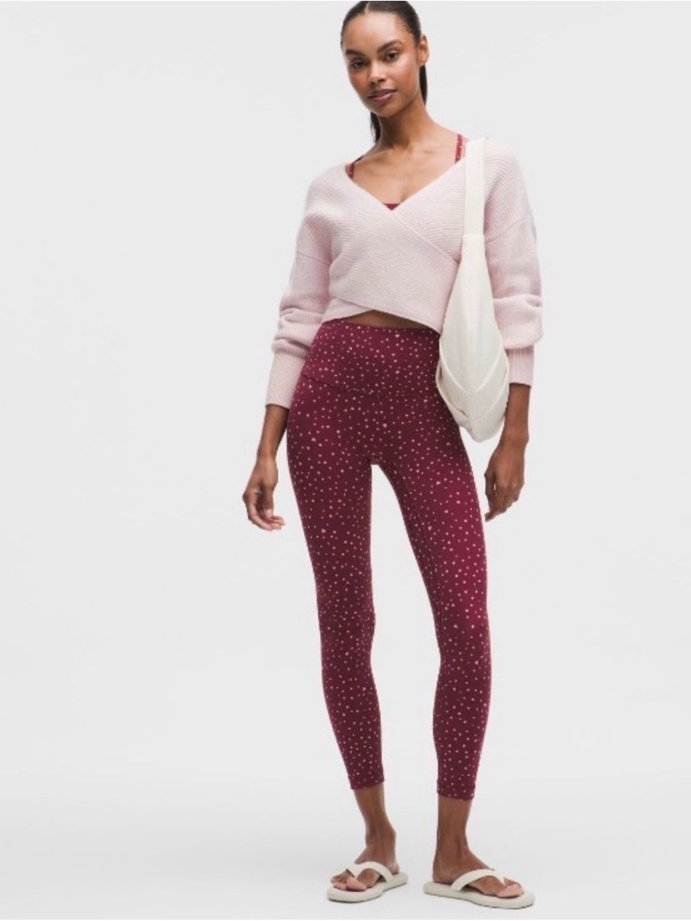 💕Lululemon Align No Line High-Rise Pant 25" Scatter Heart Dot Burgundy Pink Sz 6